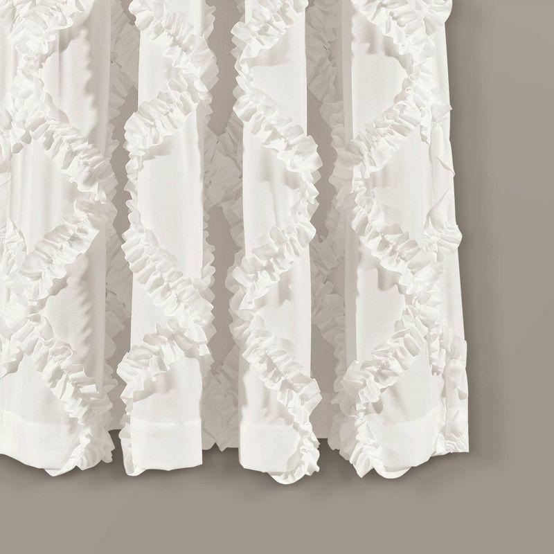 Ruffle Diamond Polyester Semi Sheer Curtain Pair