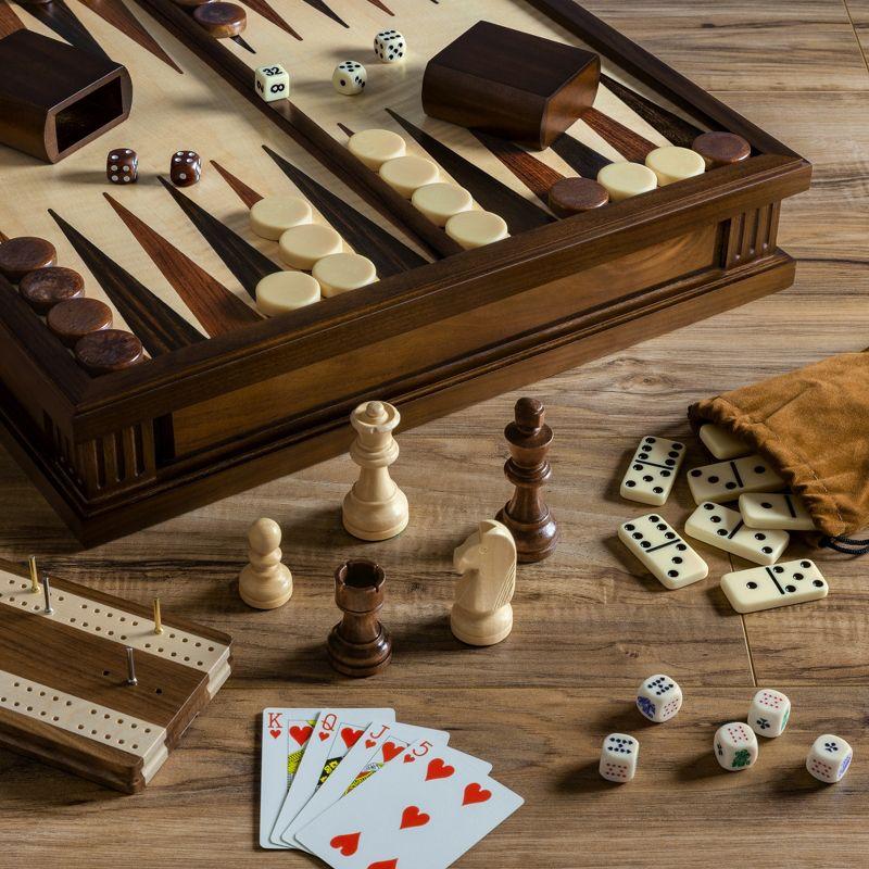 Handcrafted Walnut and Veneer 7-in-1 Heirloom Chess Set