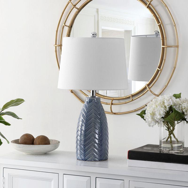 Chevron Striped Grey Ceramic 16" Table Lamp