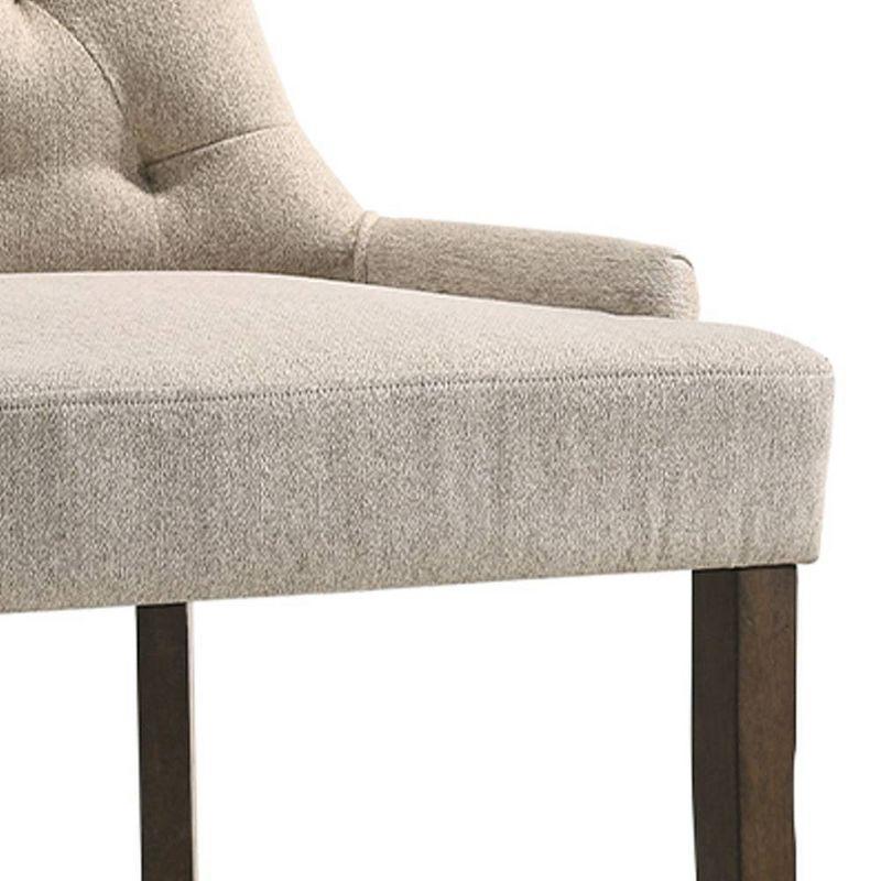 22" Farren Accent Chair Beige Fabric/Espresso Finish - Acme Furniture: Upholstered, Tufted Backrest, Nailhead Trim
