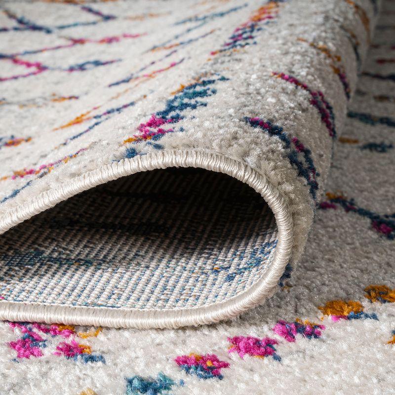 8'x10' Moroccan HYPE Boho Vintage Diamond Area Rug, Cream/Multi - JONATHAN Y