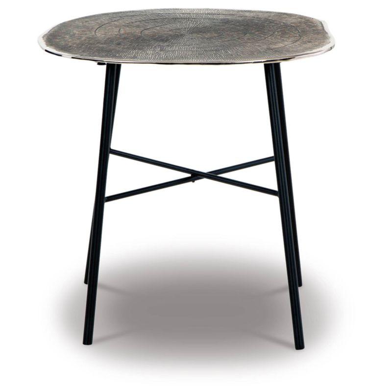 Laverford End Table Metallic Black/Gray - Signature Design by Ashley: Chrome-Tone, Splayed Legs, Cast Aluminum