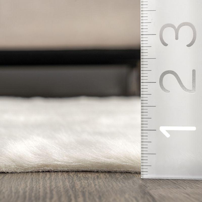 Nuloom Marcia SpinClean Machine Washable Faux Cowhide Area Rug, Shaped 5' x 6' 7", White