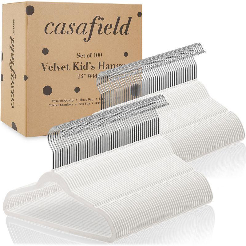 Casafield 14" Velvet Non-Slip Children’s Clothing Hangers (Set of 100)