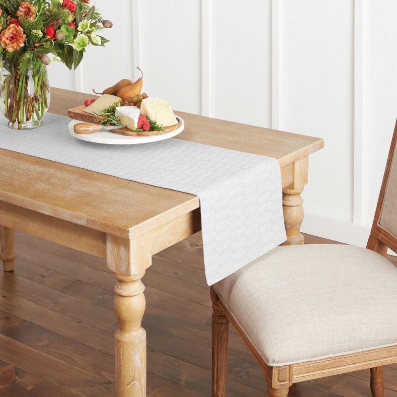 White Honeycomb Cotton-Polyester Reversible Table Runner