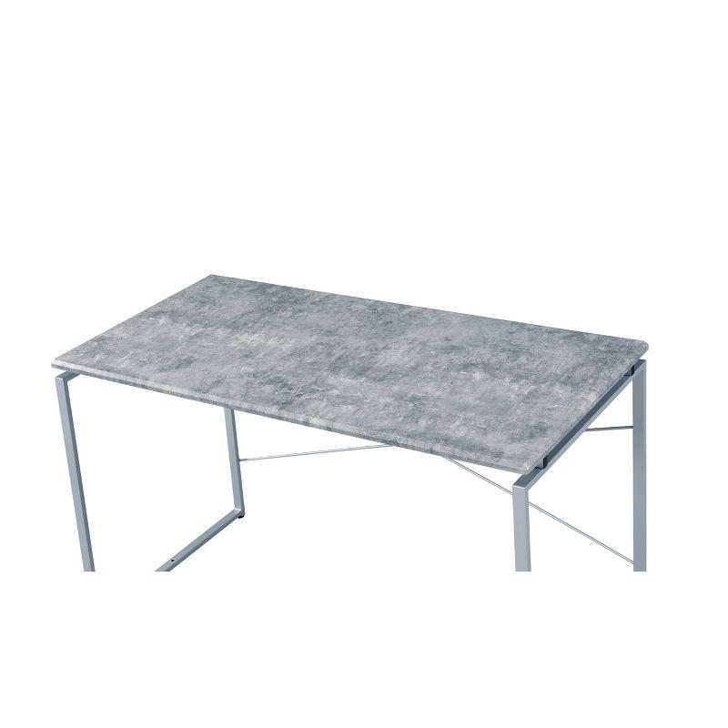 Faux Concrete and Silver Writing Desk with Wood Top