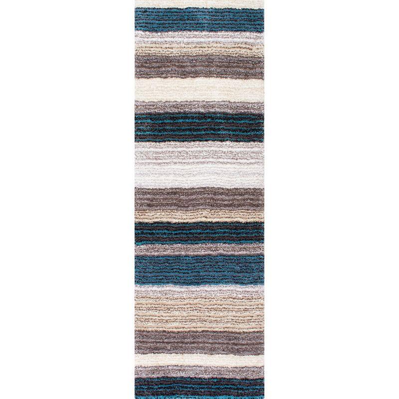 Nuloom Drey Striped Shag Indoor Area Rug, Runner 2' 6" x 10', Blue Multicolor