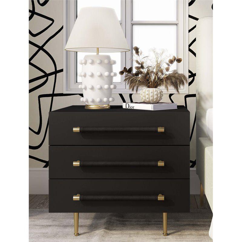 Trident Black Acacia Wood Nightstand