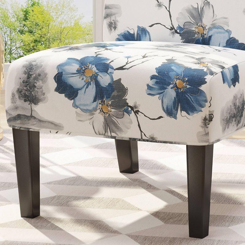 Christopher Knight Home Kassi Accent Chair Blue Floral: Upholstered Slipper Side Chair for Living Room, Rubberwood