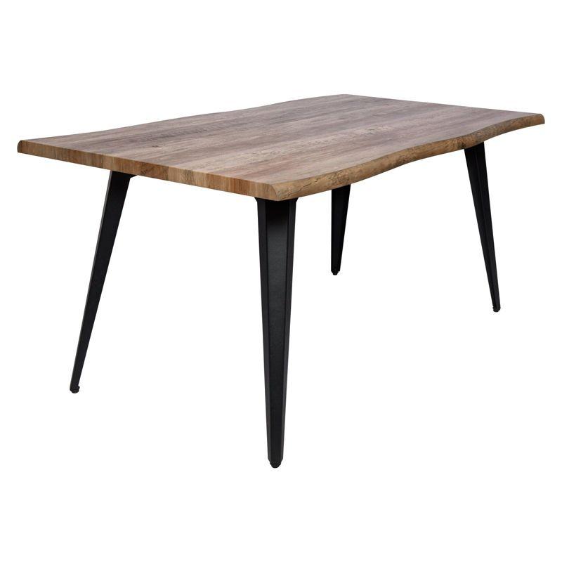 LeisureMod Ravenna Modern Rectangular Wood 63" Dining Table with Metal Legs - Sleek Design, Perfect for Dining Rooms, Dark Brown