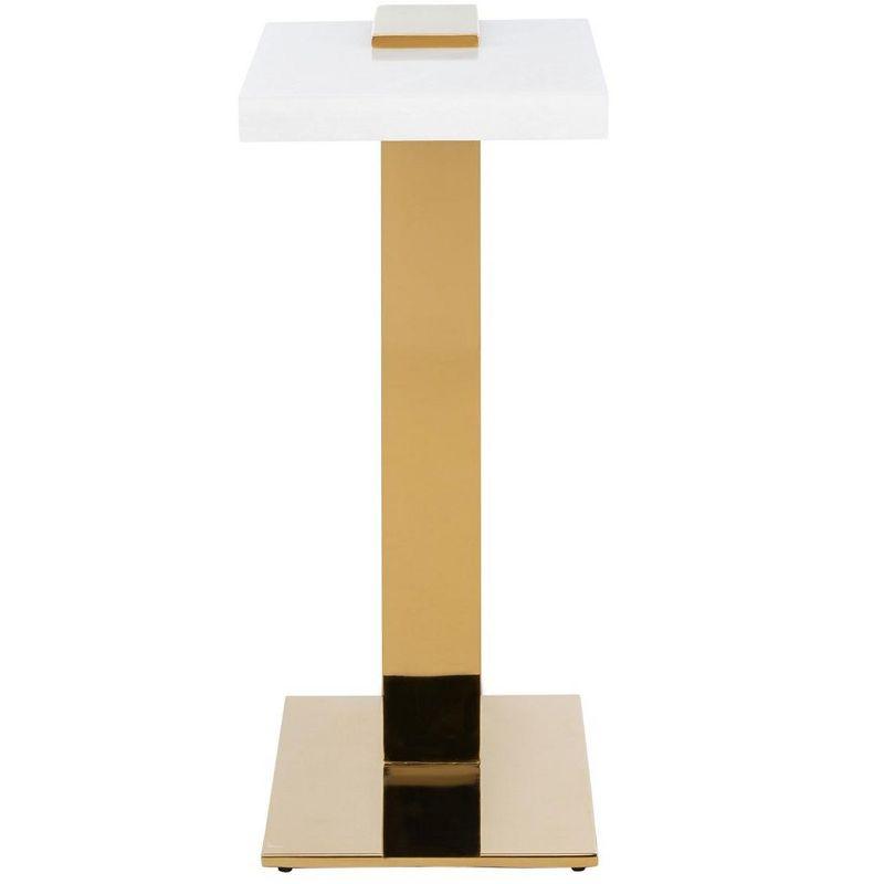 Elegant White Marble and Brass Square Drink Table