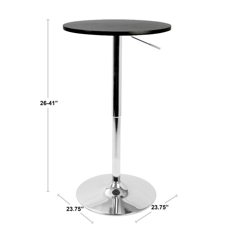 Contemporary 23.5" Adjustable Bar Height Pub Table Wood/Espresso Brown with Chrome Frame - LumiSource