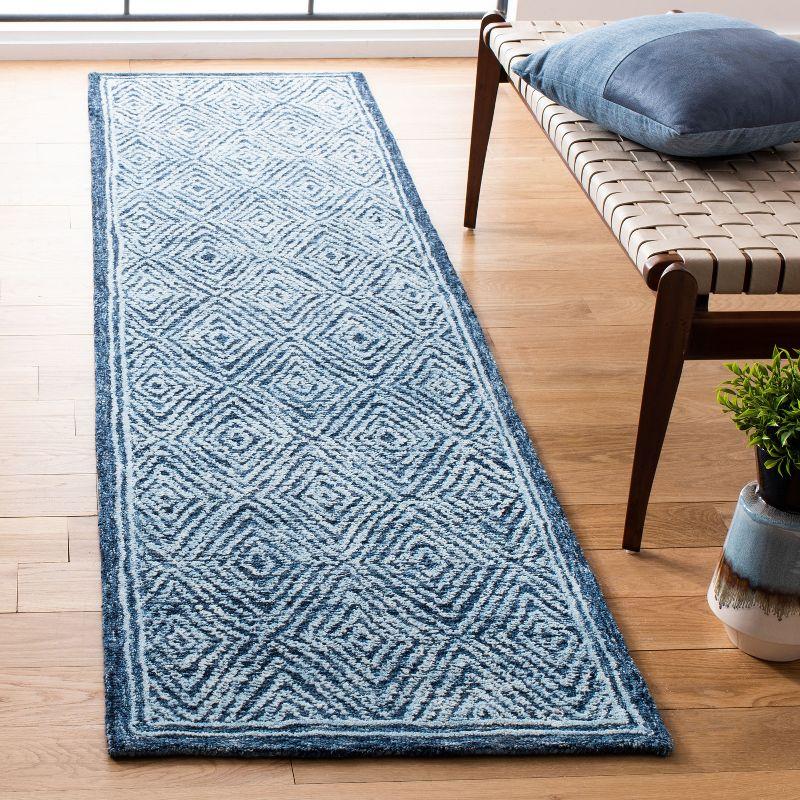 Handmade Blue Wool and Silk Tufted Area Rug