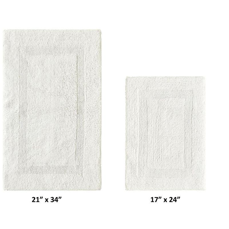 Better Trends Lux 100% Cotton Tufted Solid Reversible Bath Rug Set 2 PC (17" x 24" | 21" x 34") - Ivory