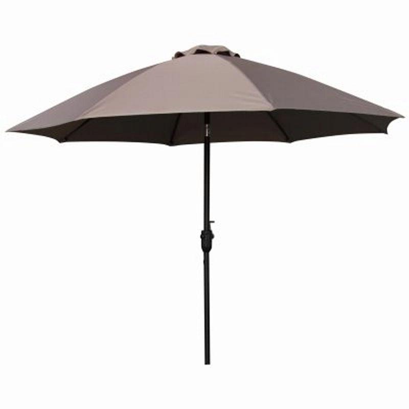 Taupe 9-Foot Aluminum Crank Lift Beach Umbrella with Auto Tilt