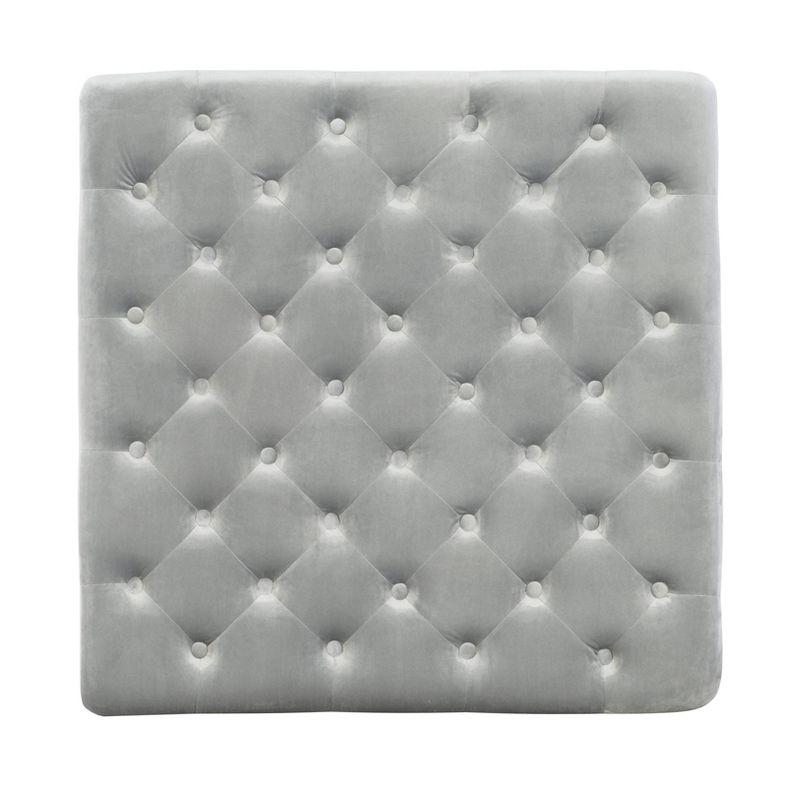 Isabelle 35" Gray Velvet Tufted Cocktail Ottoman with Nailhead Trim