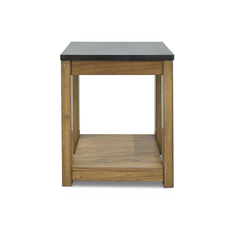 Quentina Rectangular Black Faux Stone and Wood End Table