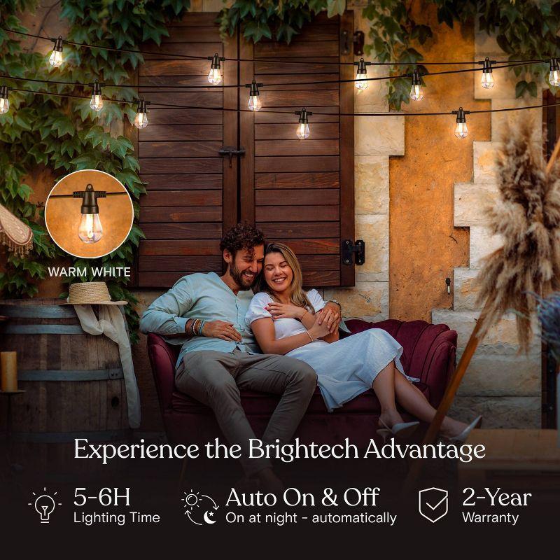 Brightech 12-Bulb LED AmbiencePro Solar 1W 2700K Outdoor String Lights Clear Bulb Black Wire