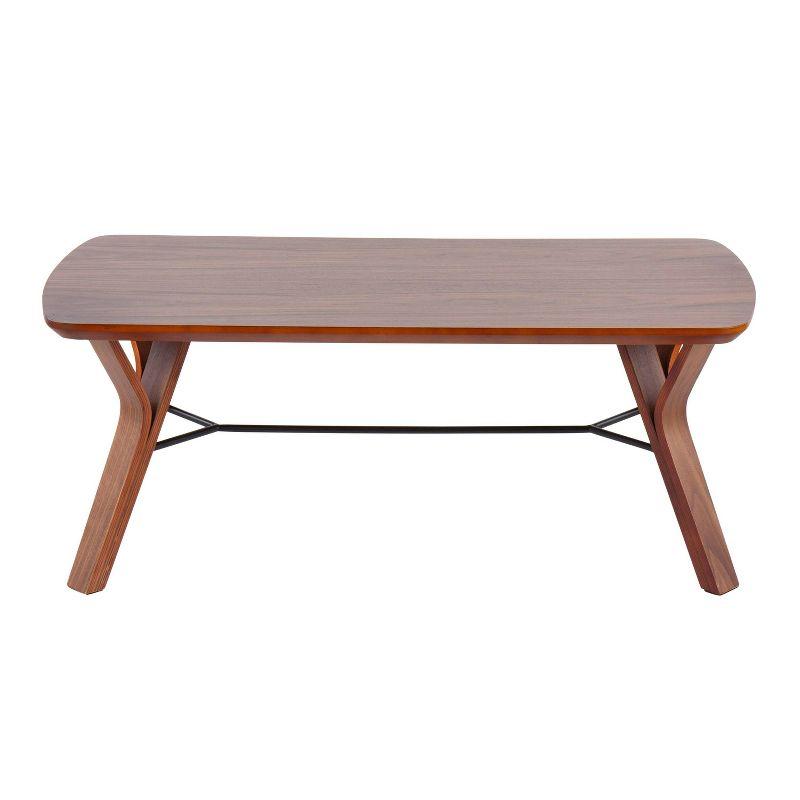 42" Folia Bench Wood/Walnut - LumiSource: Sleek Design, Tapered Legs, Entryway & Bedroom Furniture