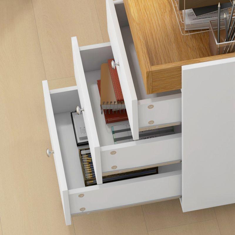 HOMCOM 3 Drawer Vertical File Cabinet, Mobile Filing Cabinet with Removable Tray, Under Desk Printer Stand with Storage for Home Office, White