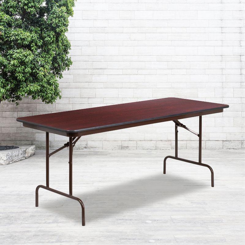Flash Furniture Wofford 24" x 48" Rectangular Mahogany Melamine Laminate Folding Banquet Table