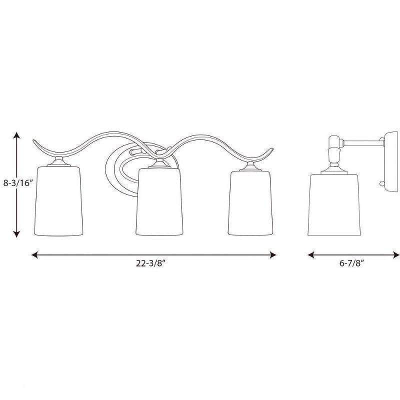 Progress Lighting Inspire 3-Light Wall Light, Brushed Nickel, Etched Glass Shade