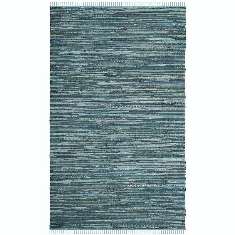 Rag Rug RAR127 Hand Woven Indoor Area Rug - 5'x8' - Turquoise/Multi - Safavieh