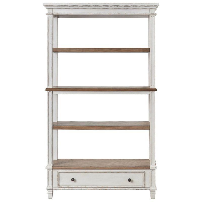 75" Realyn Bookshelf - Signature Design by Ashley: Cottage Style, Antiqued Two-Tone Finish, Open Shelves