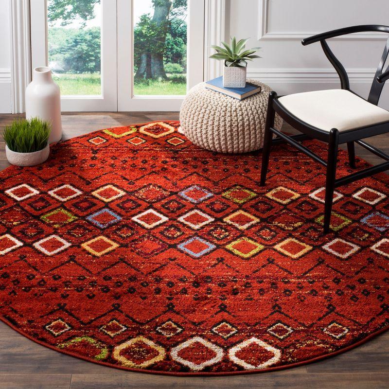 Amsterdam AMS108 Power Loomed Indoor Area Rug - Terracotta/Multi - 5'1" Round - Safavieh