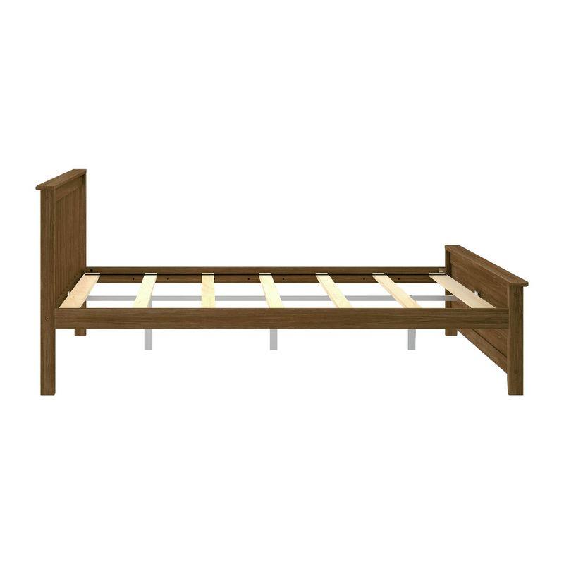 Plank+Beam Queen Bed Frame with Slatted Headboard Solid Wood Platform Bed, No box Spring Needed, Walnut