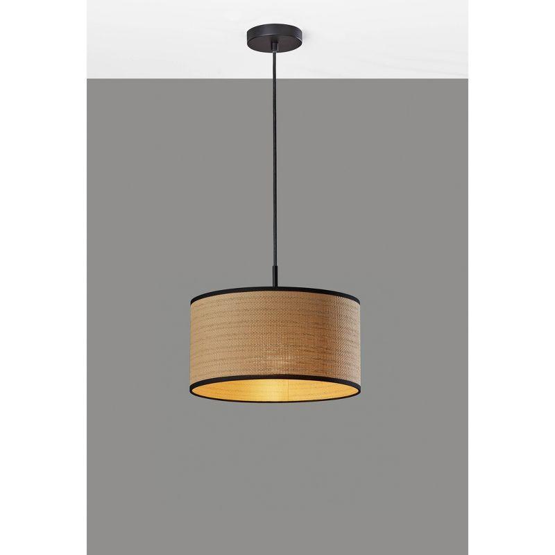 Harvest Pendant Black - Adesso: Woven Paper Shade, 15' Cord, ETL Listed, No Assembly Required