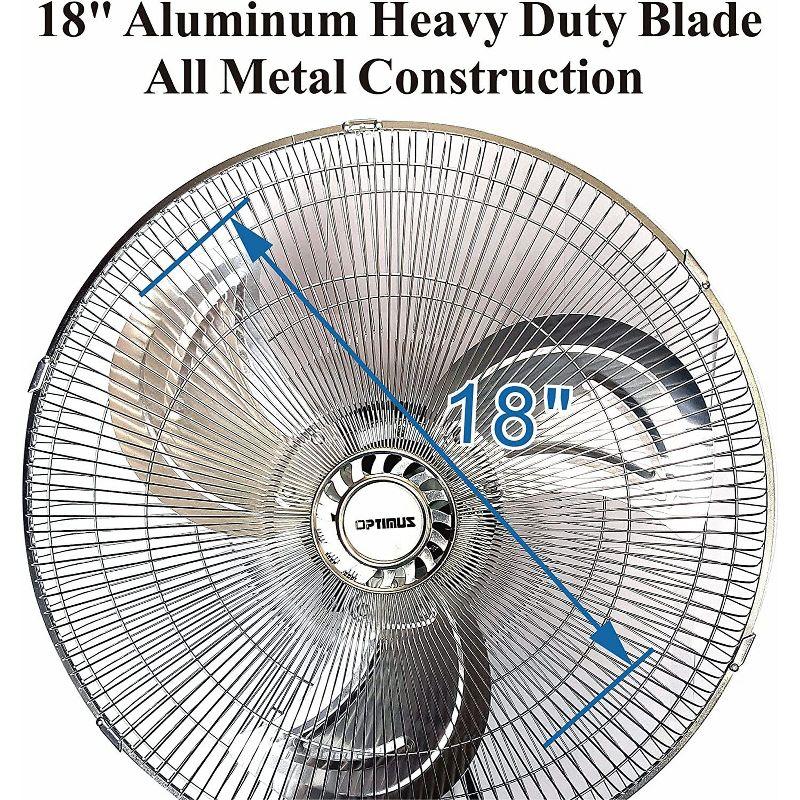 Optimus F-4187 18" Industrial Grade High Velocity Oscillating Wall Fan 18" Industrial Grade Oscillating Wall Fan