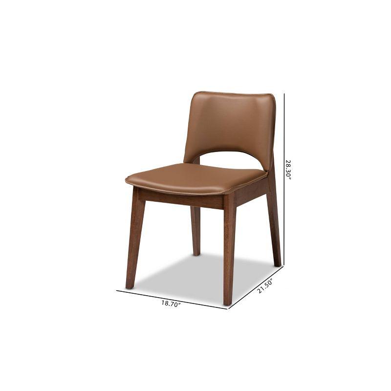 2pc Afton Faux Leather & Wood Dining Chair Set - Baxton Studio: Mid-Century Style, Retro Touch