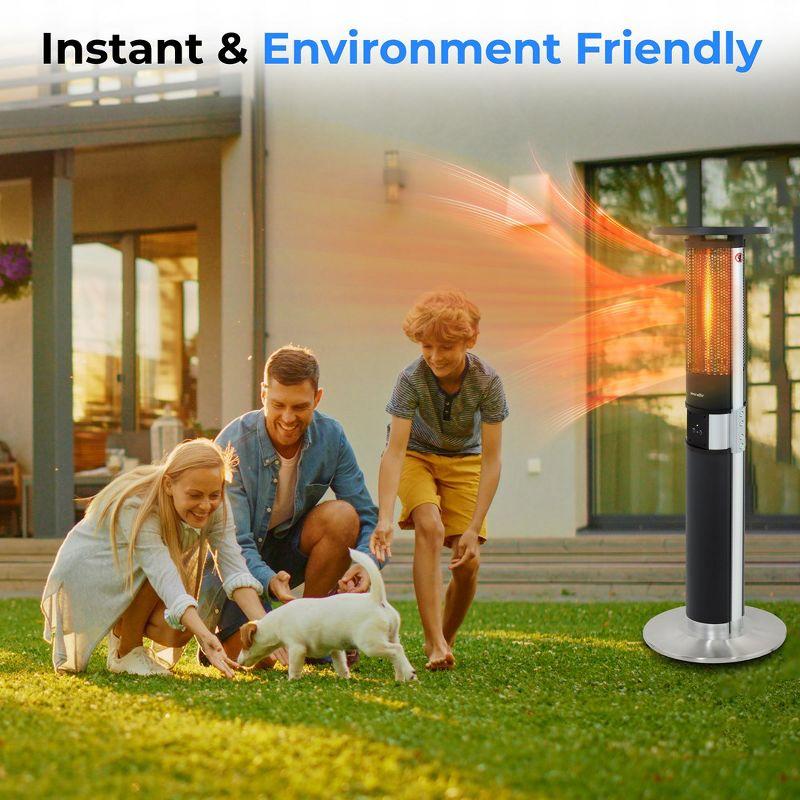 SereneLife 1500W Infrared Patio Heater, Electric, Indoor/Outdoor, Portable Tower, Remote Control, Black (SLOHT44)