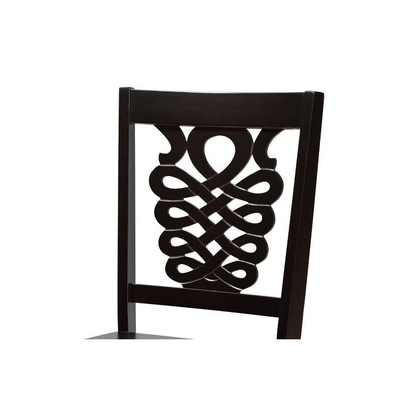 2pc GervaisTransitional Wood Dining Chair Set Brown - Baxton Studio: Polyester Upholstery, Spot Clean, Armless