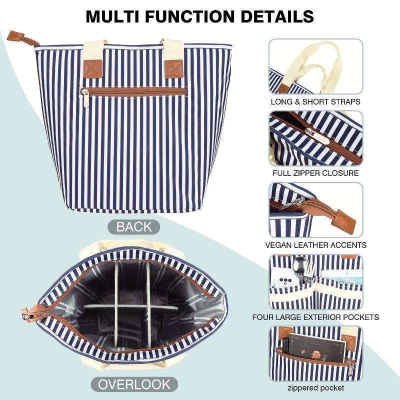 Solaris Insulated Cooler Bag, 3 Layer Leakproof Soft Cooler tote bag, Collapsible Waterproof Grocery Thermal Bag, Gift Ideas for Picnic, Gray Strip