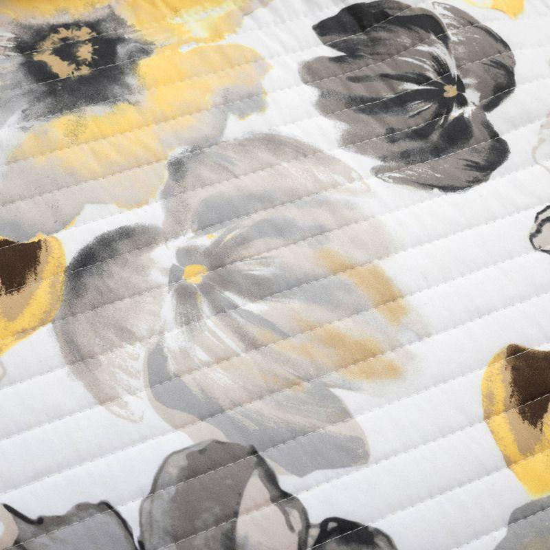 8pc Queen Leah Soft Reversible Oversized Quilt Set Yellow/Gray - Lush Décor