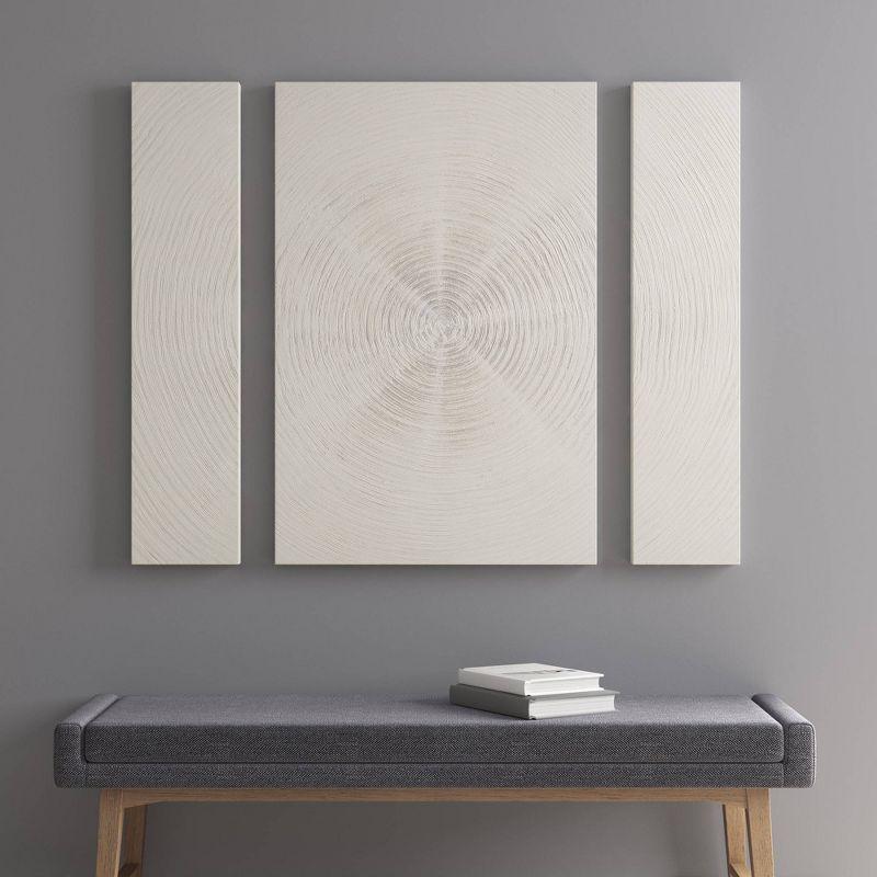 Silver Sand Hand Embellished Abstract 3-Piece Canvas Wall Art Set