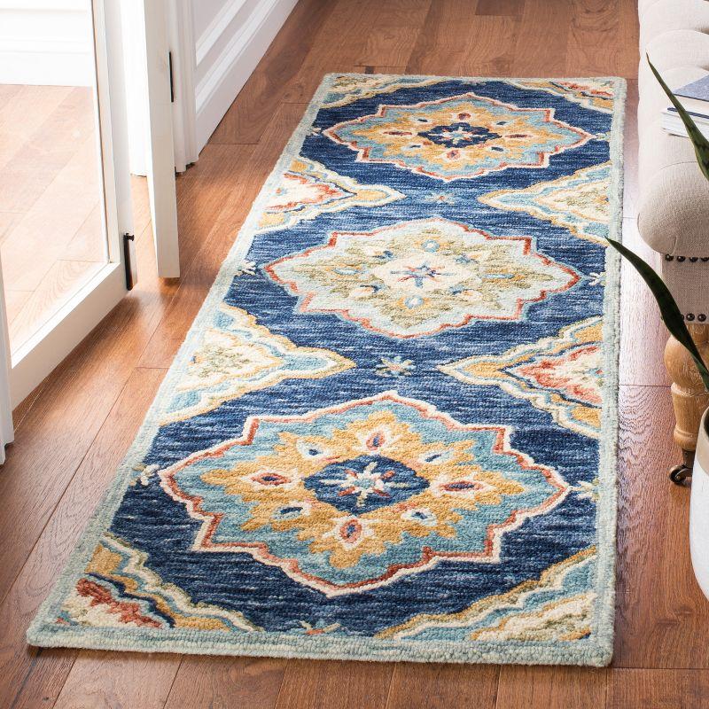 Suzani SZN503 Hand Tufted Runner Rug - Navy/Green - 2'3"x8' - Safavieh.