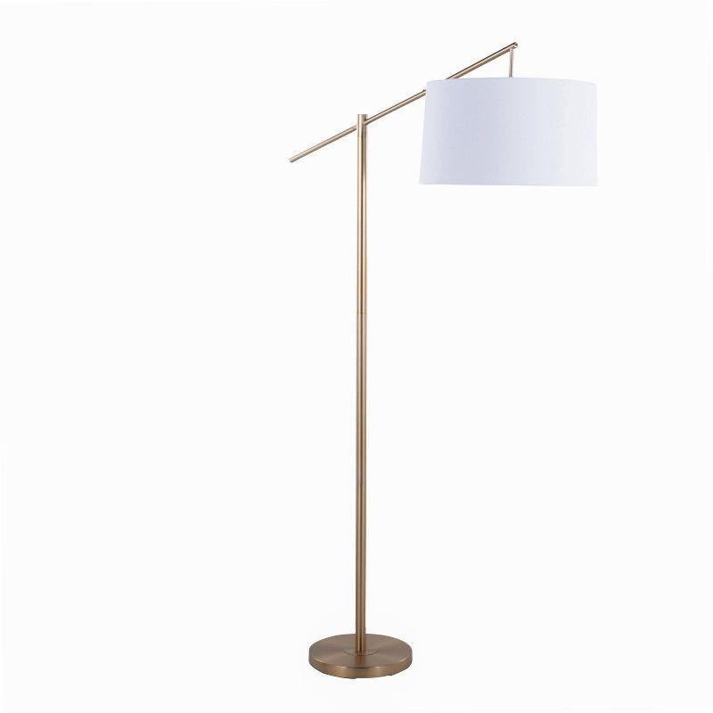 LumiSource Casper 69" Contemporary Metal Floor Lamp: Angular Body, Off-White Drum Shade, UL Listed
