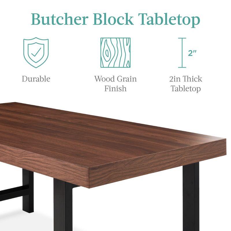 Best Choice Products 44in Modern Butcher Block Top Coffee Table, Rectangular Wood Accent Table w/ Metal Legs