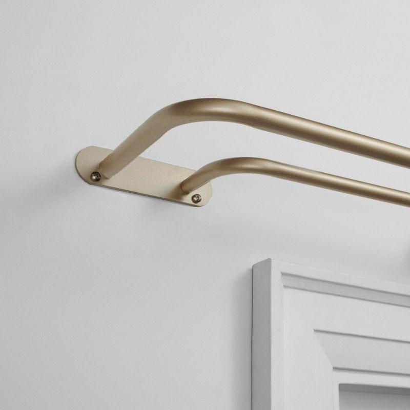 Exclusive Home 83.5"-120" Fetter Curtain Rod - Gold: Adjustable Iron Single Rod, Matte Finish, 25 lb Capacity