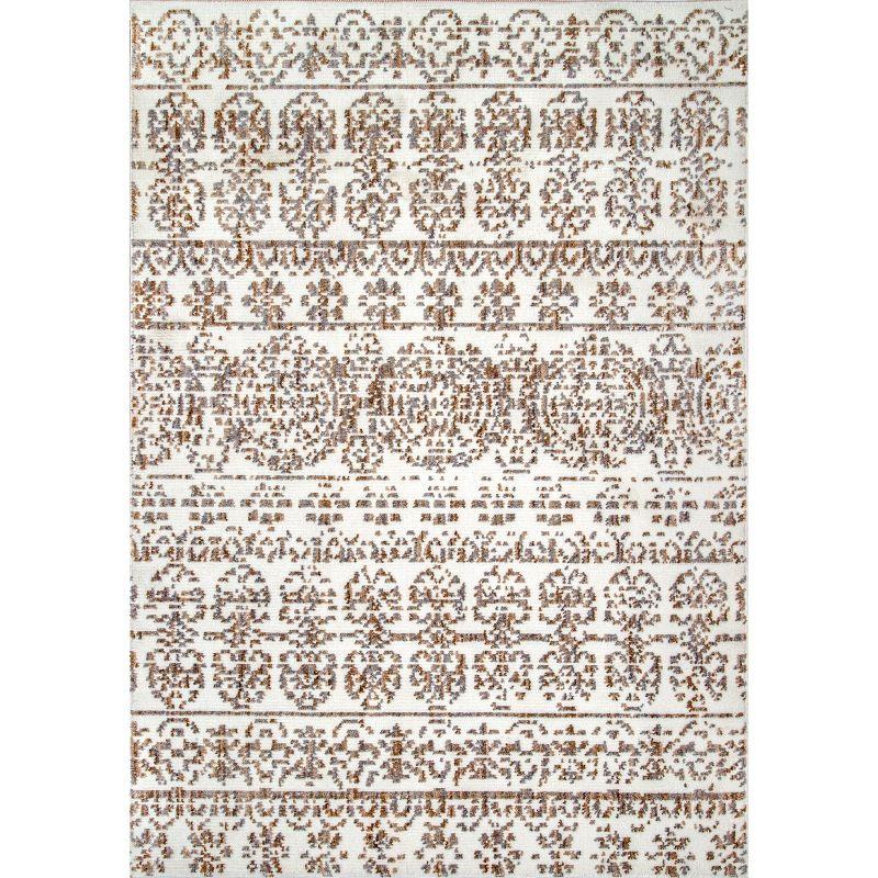 Florence Beige Rectangular Synthetic Stain-Resistant Area Rug