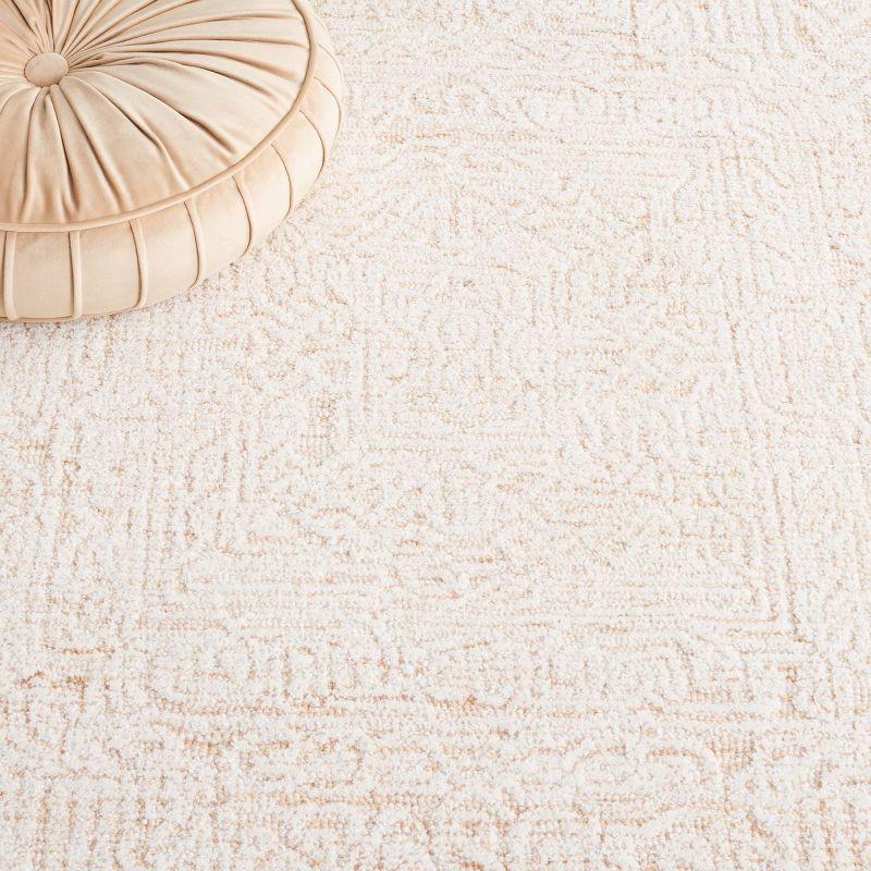 Ivory Wool Rectangular Tufted Handmade Area Rug, 5' x 8'