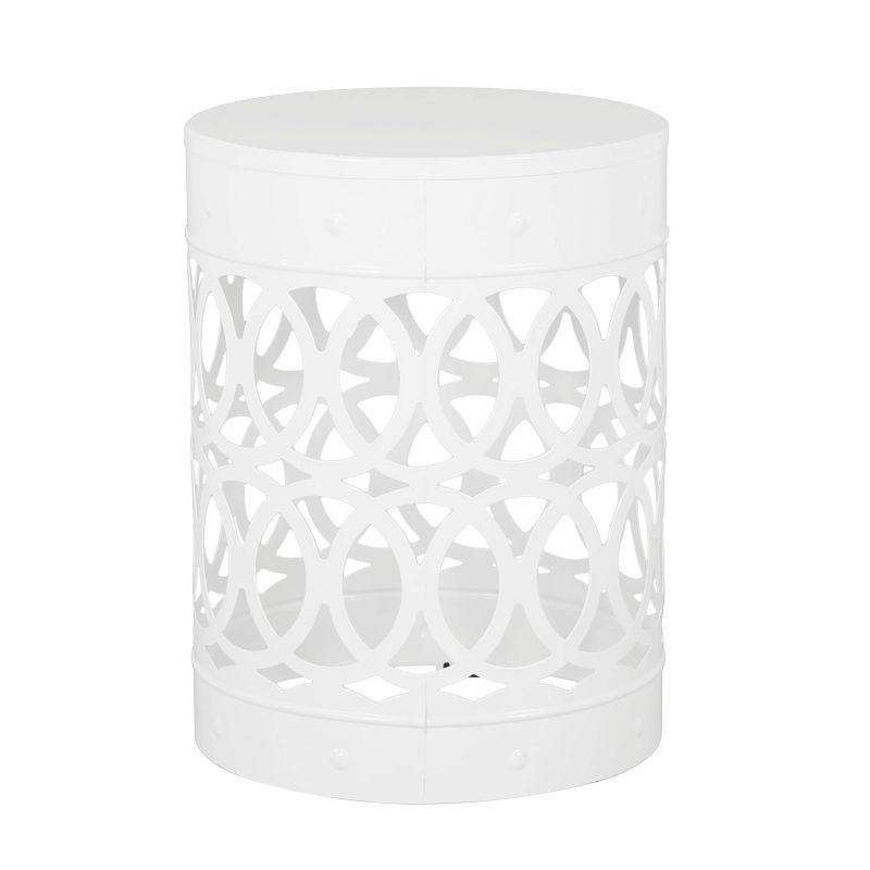 Mellie White Iron Outdoor Round Side Table