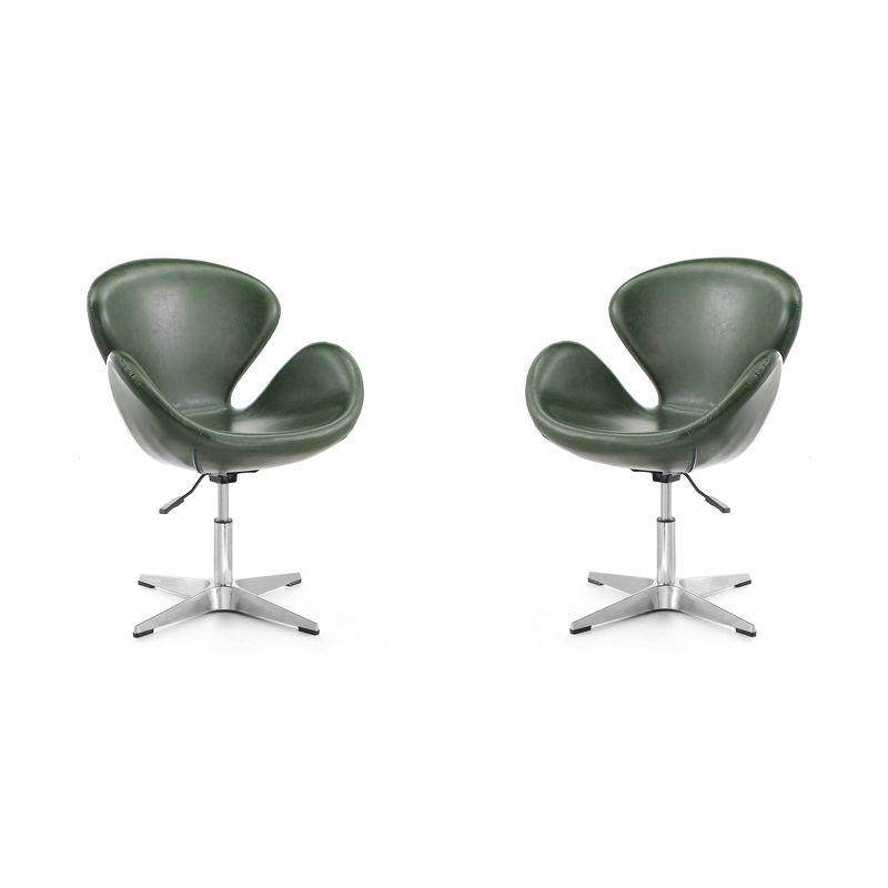 Set of 2 Raspberry Faux Leather Adjustable Swivel Chairs - Manhattan Comfort