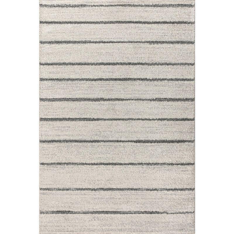 4'x6' Williamsburg Minimalist Stripe Area Rug, Cream/Gray - JONATHAN Y
