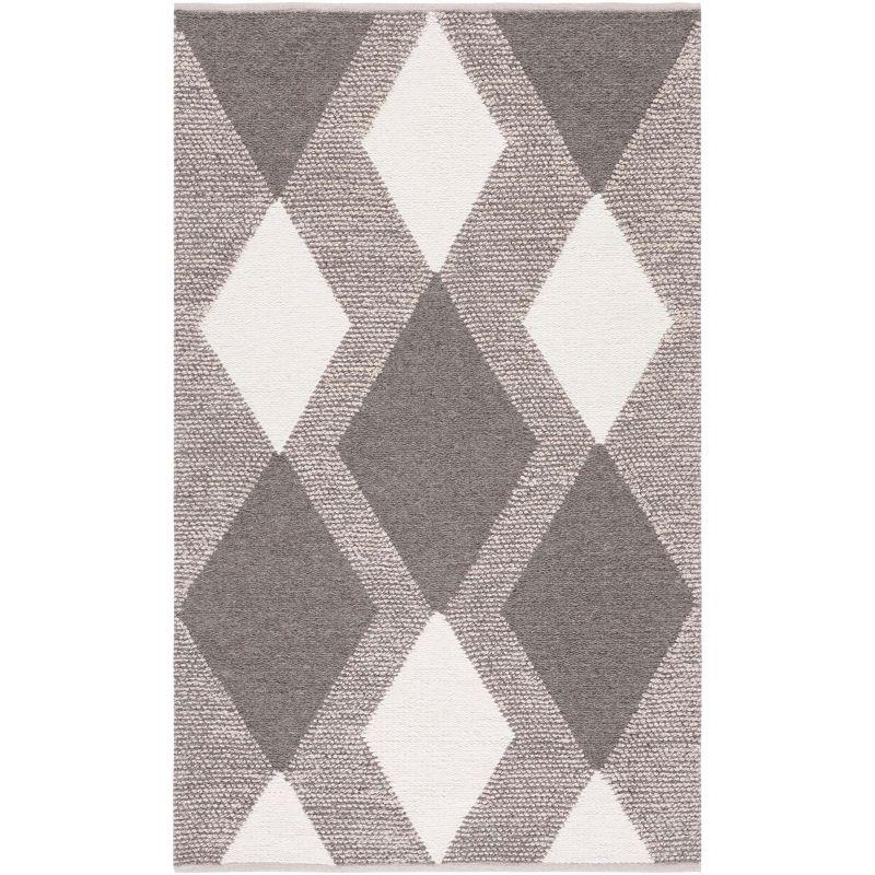 Ivory and Beige Hand-Woven Wool Area Rug - 3' x 5'