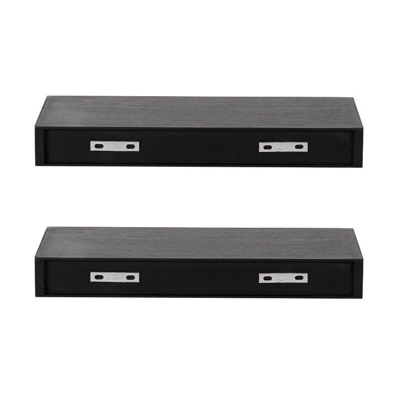 Havlock 18'' Black Wood Modern Floating Cube Shelves - Set of 2