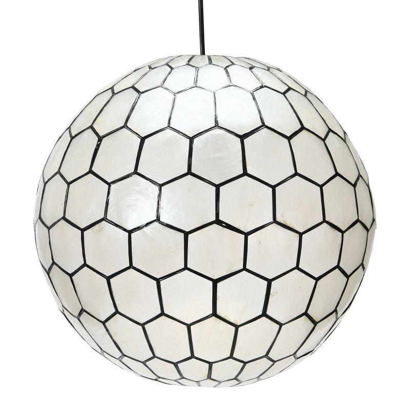 Storied Home 16"x15" Capiz Honeycomb Globe Pendant Light: Artisan Crafted, ETL Listed, Metal Frame